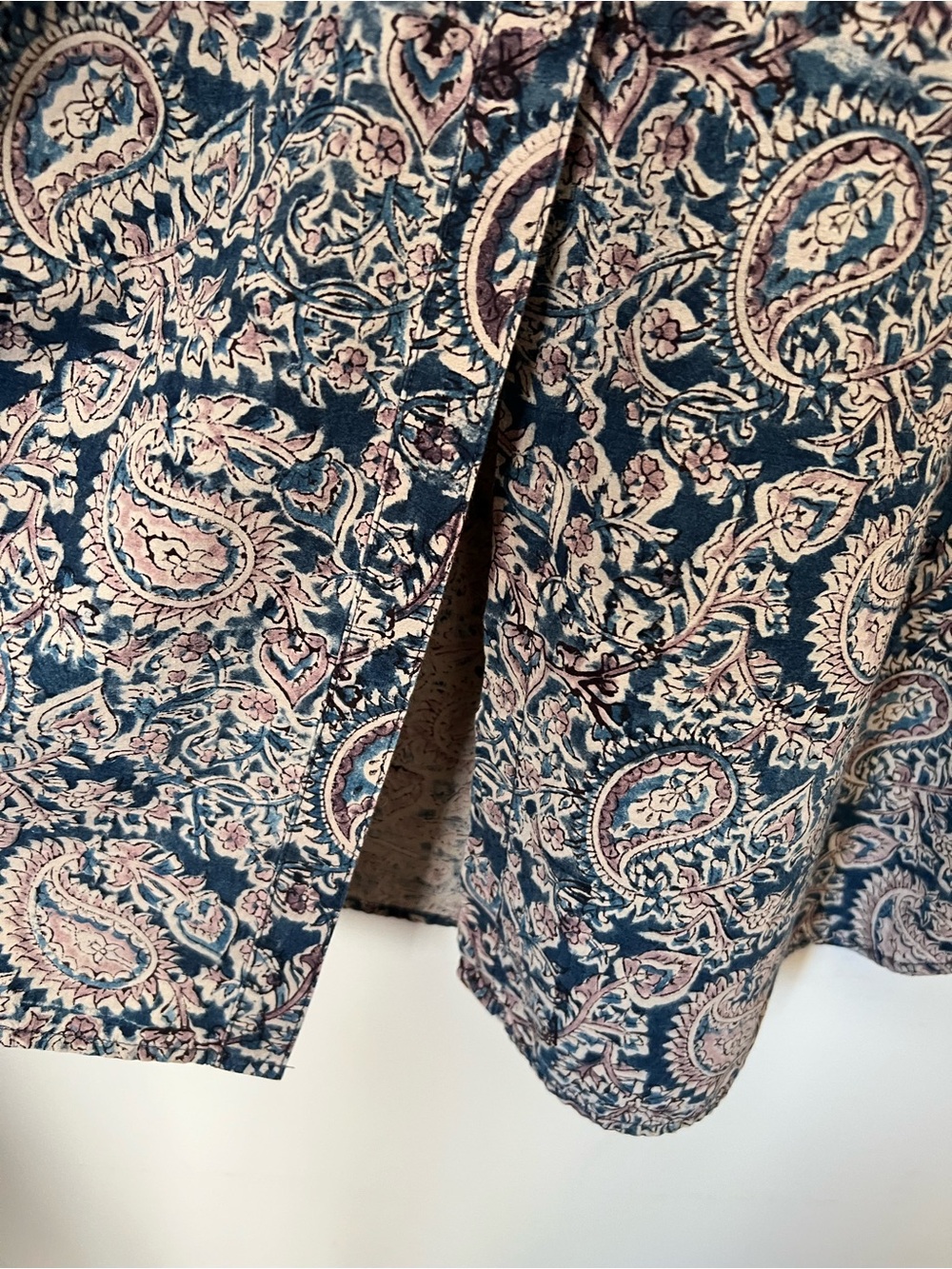 Pure Jill Floral Paisley Maxi Dress Blue Pink Organic Cotton Button Front M NEW - Picture 12 of 16